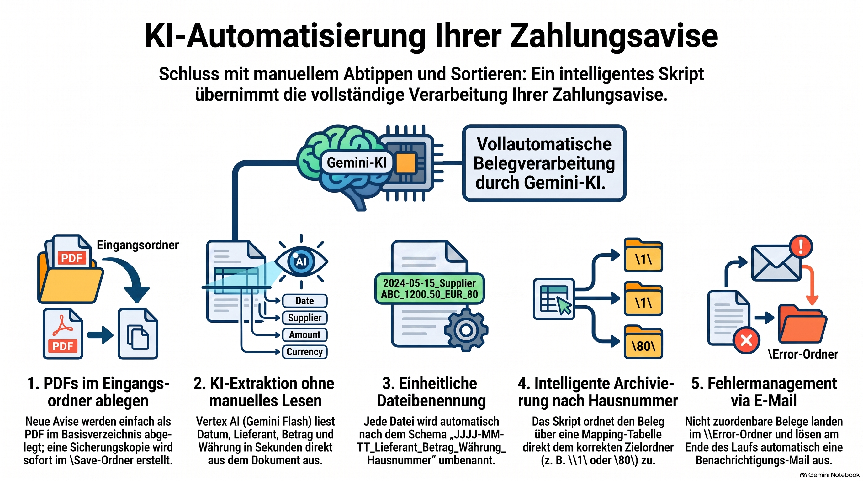 Systemarchitektur der KI-Automatisierung von Zahlungsavisen
